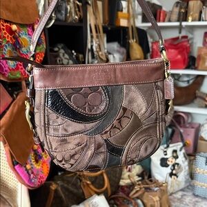 Coach Zoe Mini Multicolor Patchwork Shoulder Bag